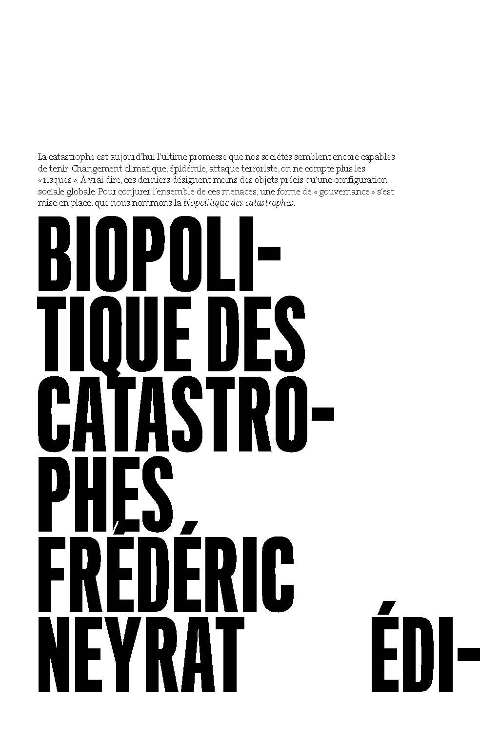 English title : Biopolitics of Disasters